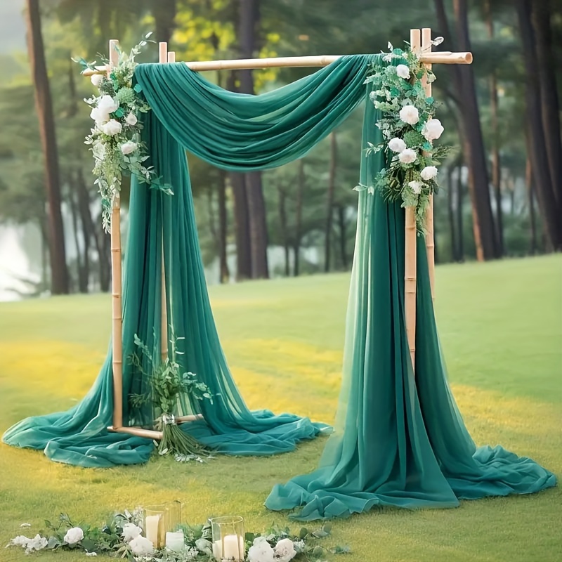 

Emerald Green Wedding Arch Draping Fabric - 1pc, Polyester Solid Color Curtain For Ceremony & Party Ceiling Decor, Outdoor Wedding Backdrop