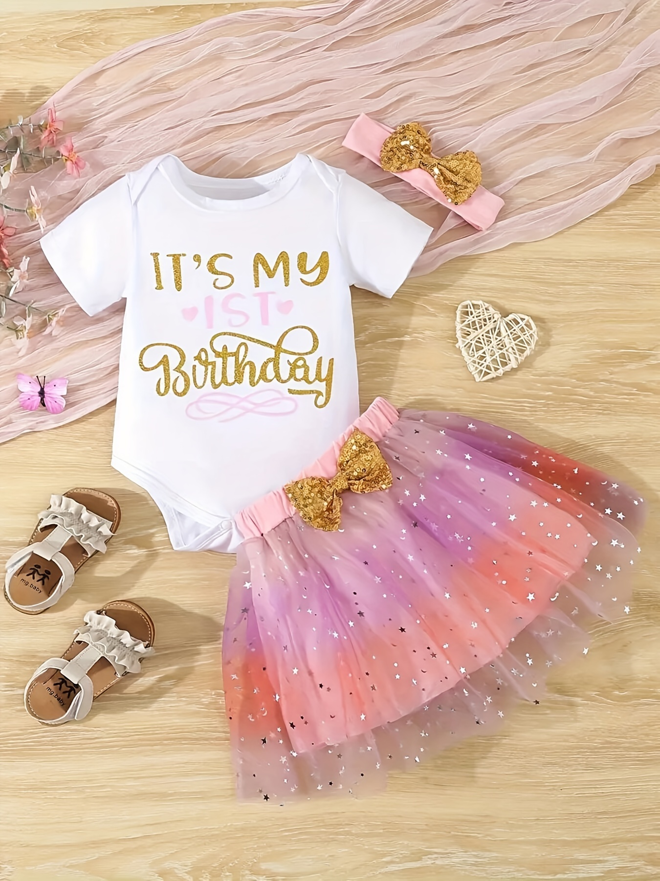 ensemble tenue d'anniversaire an bébé fille jupe tutu en