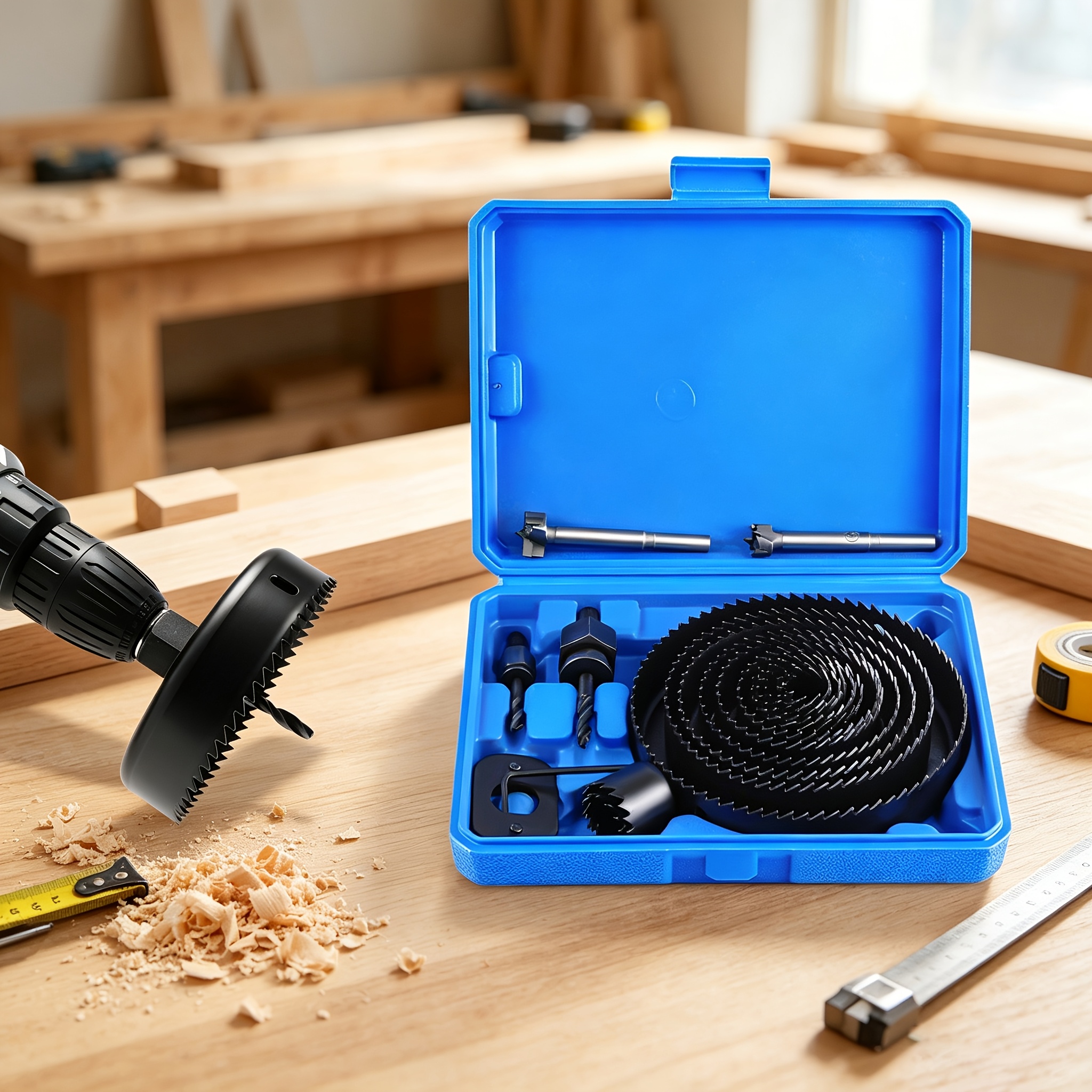 21pcs Set Woodworking Saw Kit, Power Drill Cutter For Wood, Pvc, And Plastic