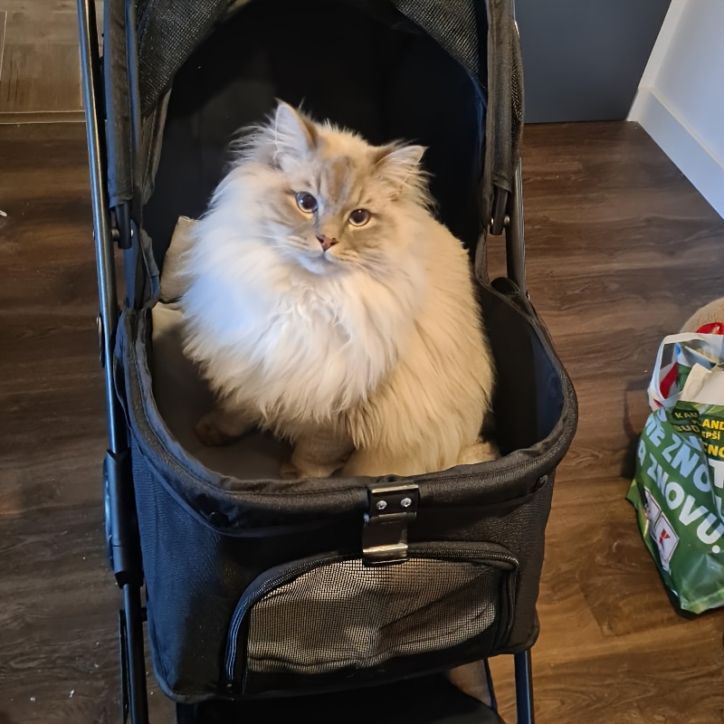 Pet Stroller, for Medium And Small Dogs, Folding Lightweight Dog Transporter. The Extra Large Basket Pram for Small Dogs Has Space for Equipment, And Basket Can Be Used Separately. No-Pump Rubber Tires/ Reversible Aluminum Frame