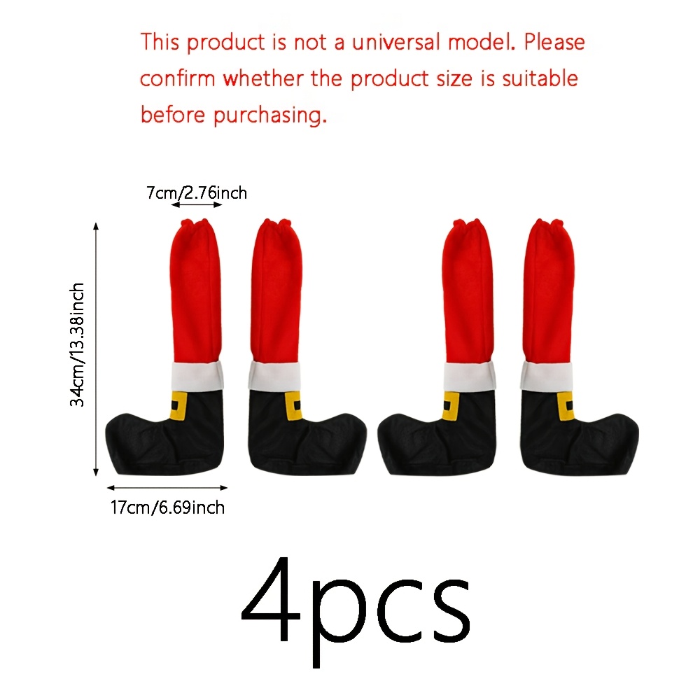 Image of 4pcs Christmas Party Holiday Decoration Protective Covers Decoration Supplies Santa Claus Table Chair Decoration Leg Covers