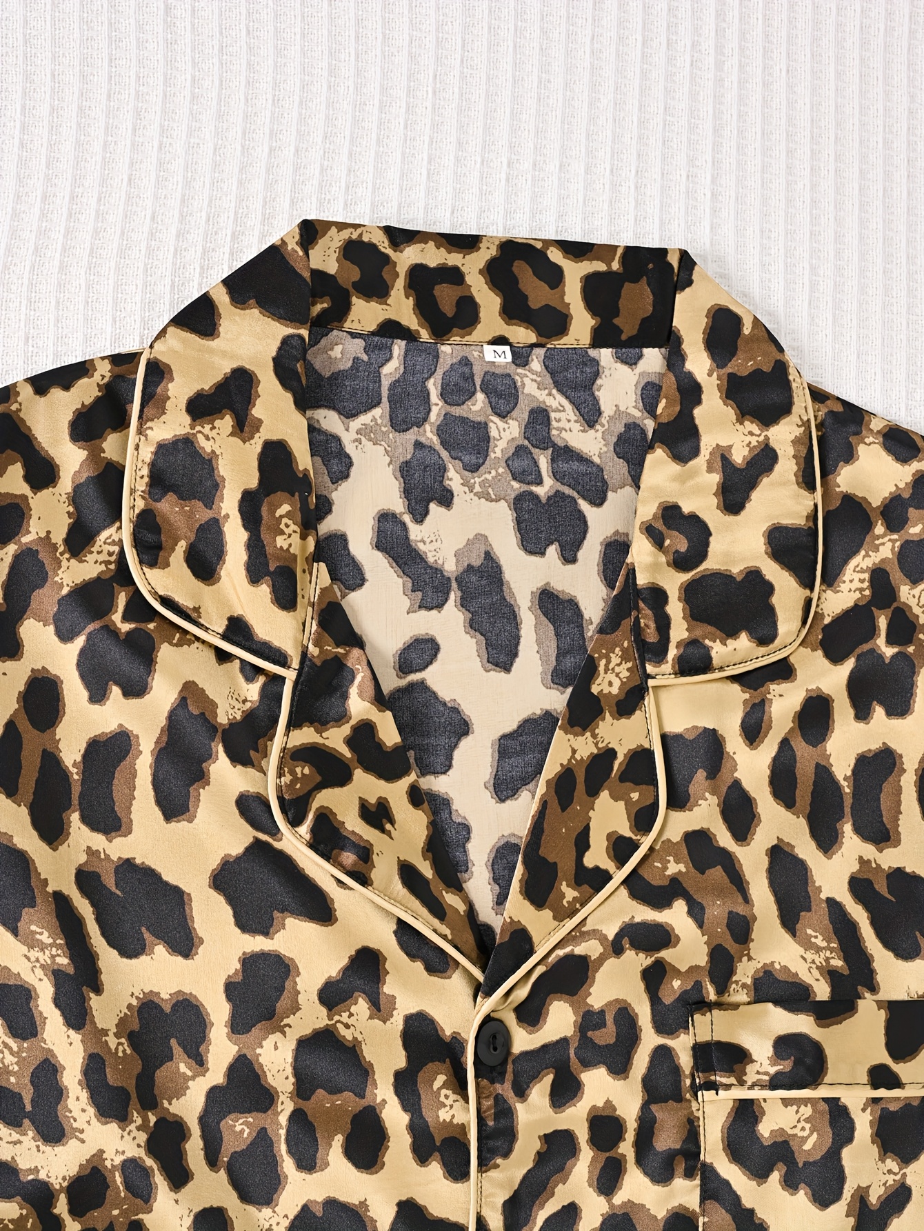 2pcs mens leopard print pajama set casual long sleeve shirt Temu