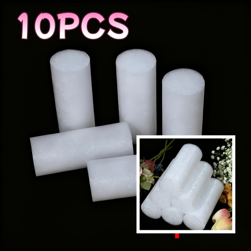 TEMU 10pcs White Cylindrical Craft Foam, Heavy-duty Lightweight Foam Tubes Suitable For Diy Crafts, Modeling, Floral Arrangements, And Gemstone