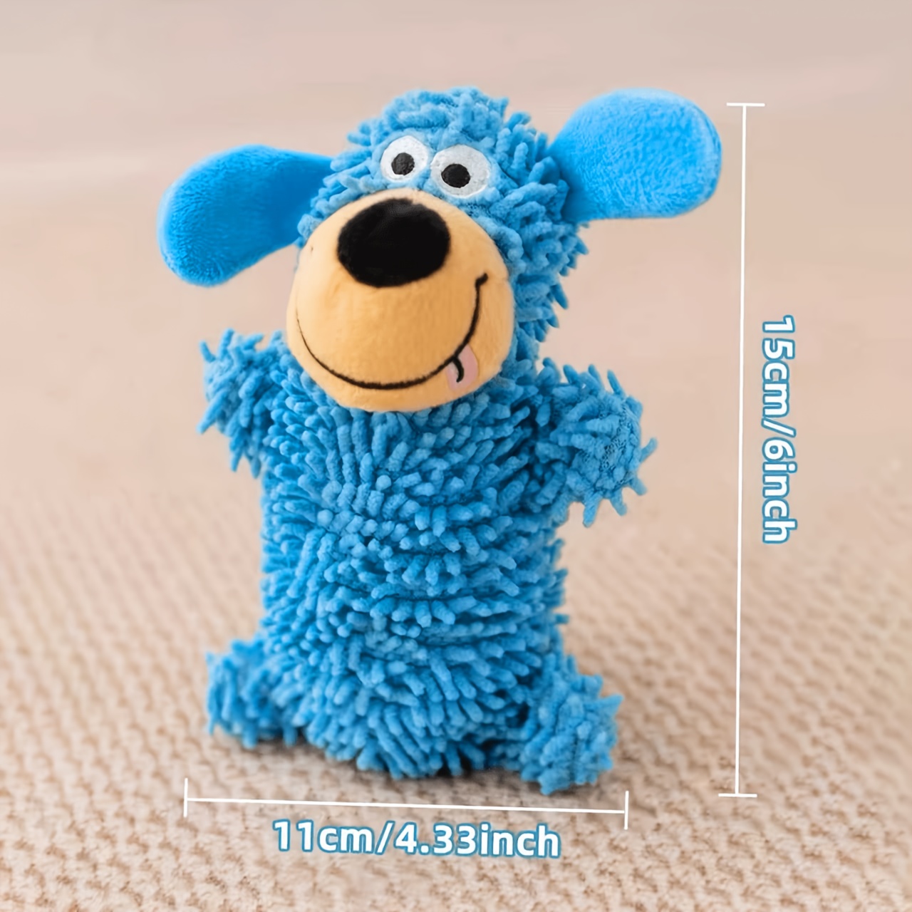 Image of New Arrival Cute & Chew-resistant Plush Dog Toy With - Mop-like Puppy Stuffed Animal, Durable Bite-proof Chew Bone For Puppies & Dogs, All Breed Sizes ()