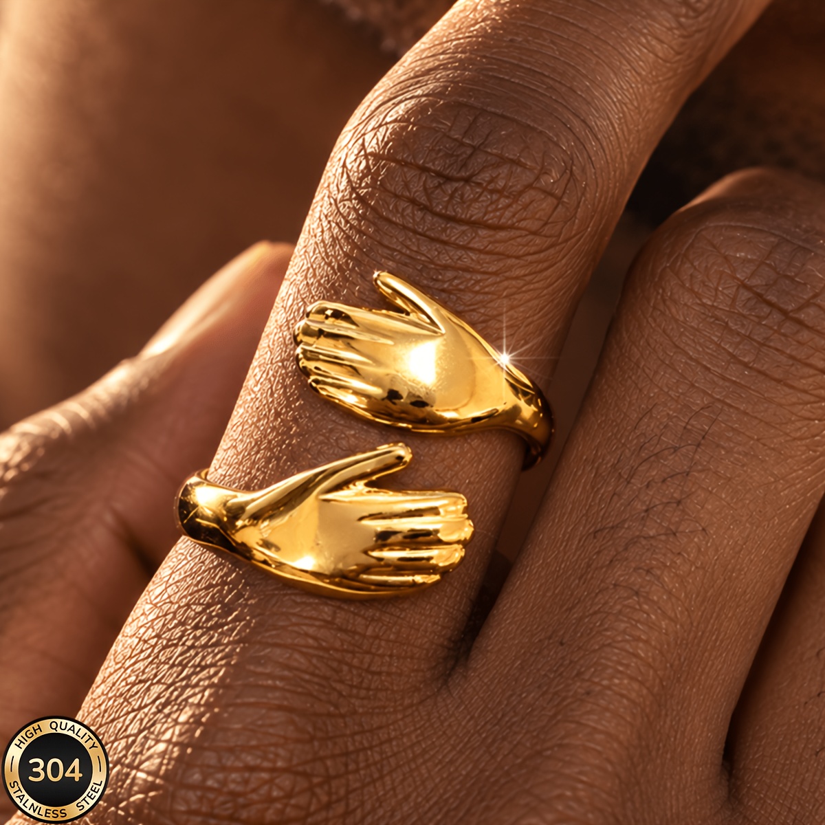 18K Gold Plated Open-End Ring, Unisex