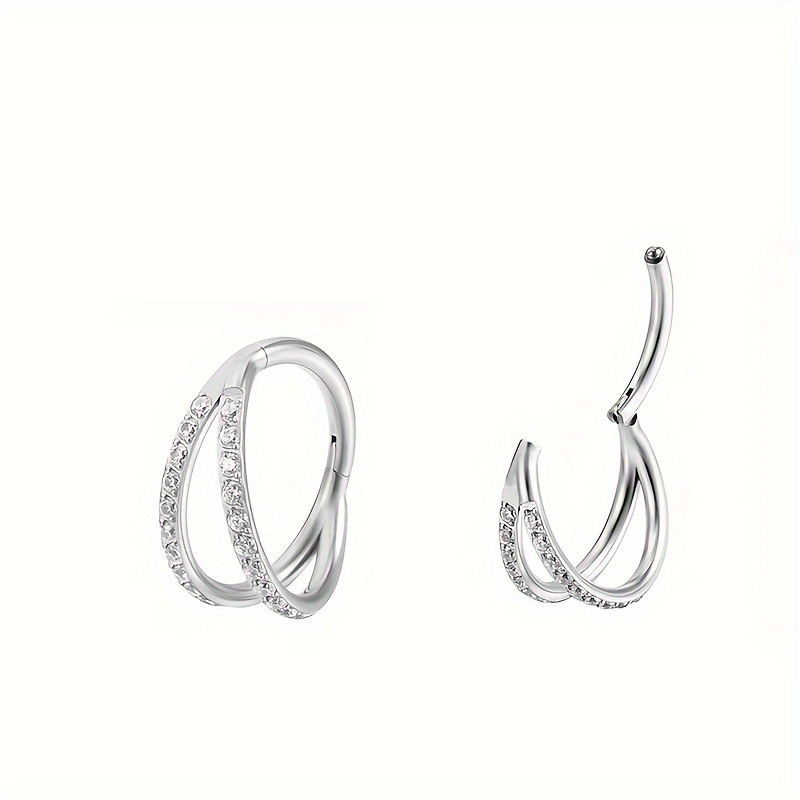 1-3 Color Double Hinge Compartment Clasp Nose Ring Hinge Earring Cartilage Ring Multi-functional Ring