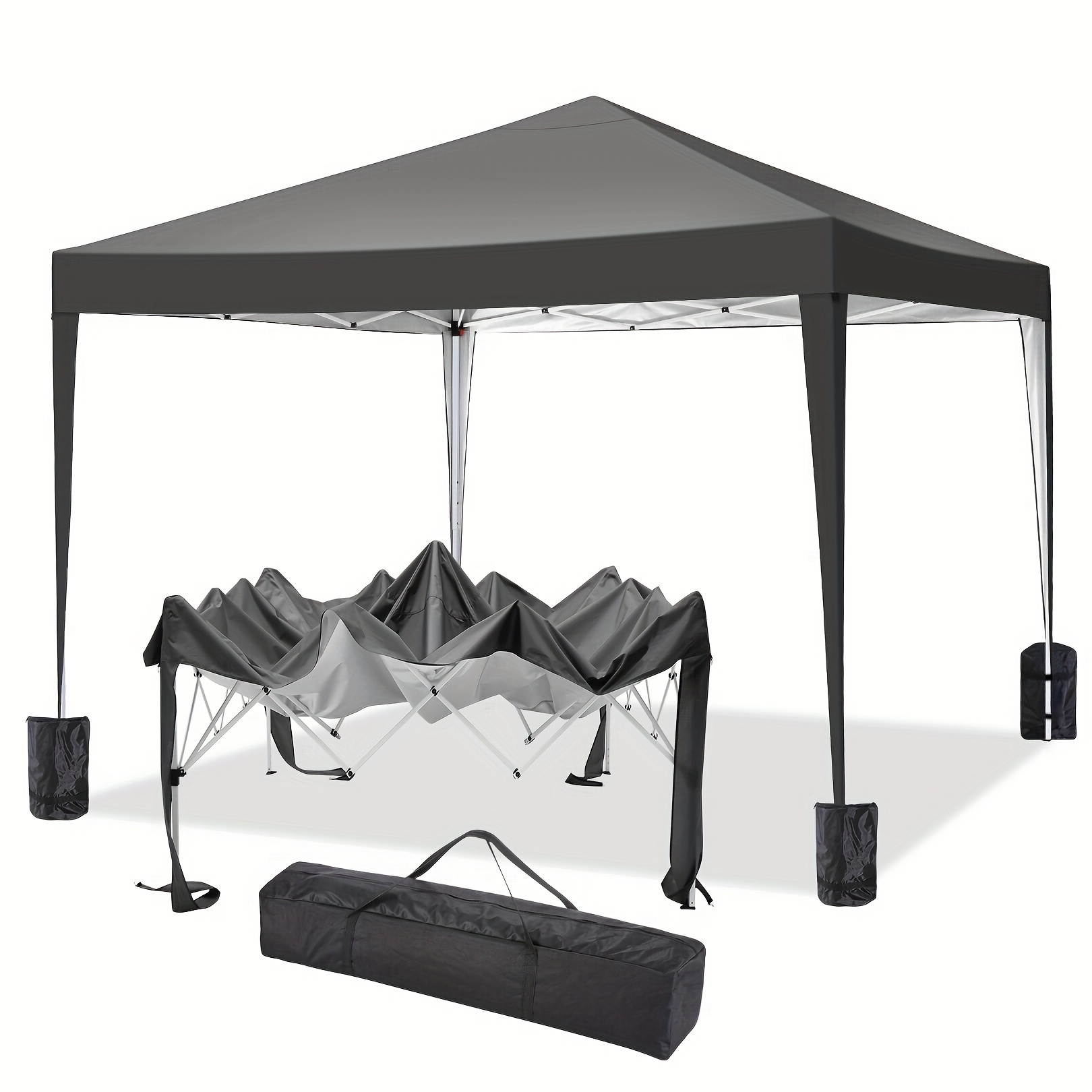 Hoteel 3x3m Foldable Tent, Pop-, Waterproof, Windproof For Garden, Party, With 4 Sandbags, Adjustable Height