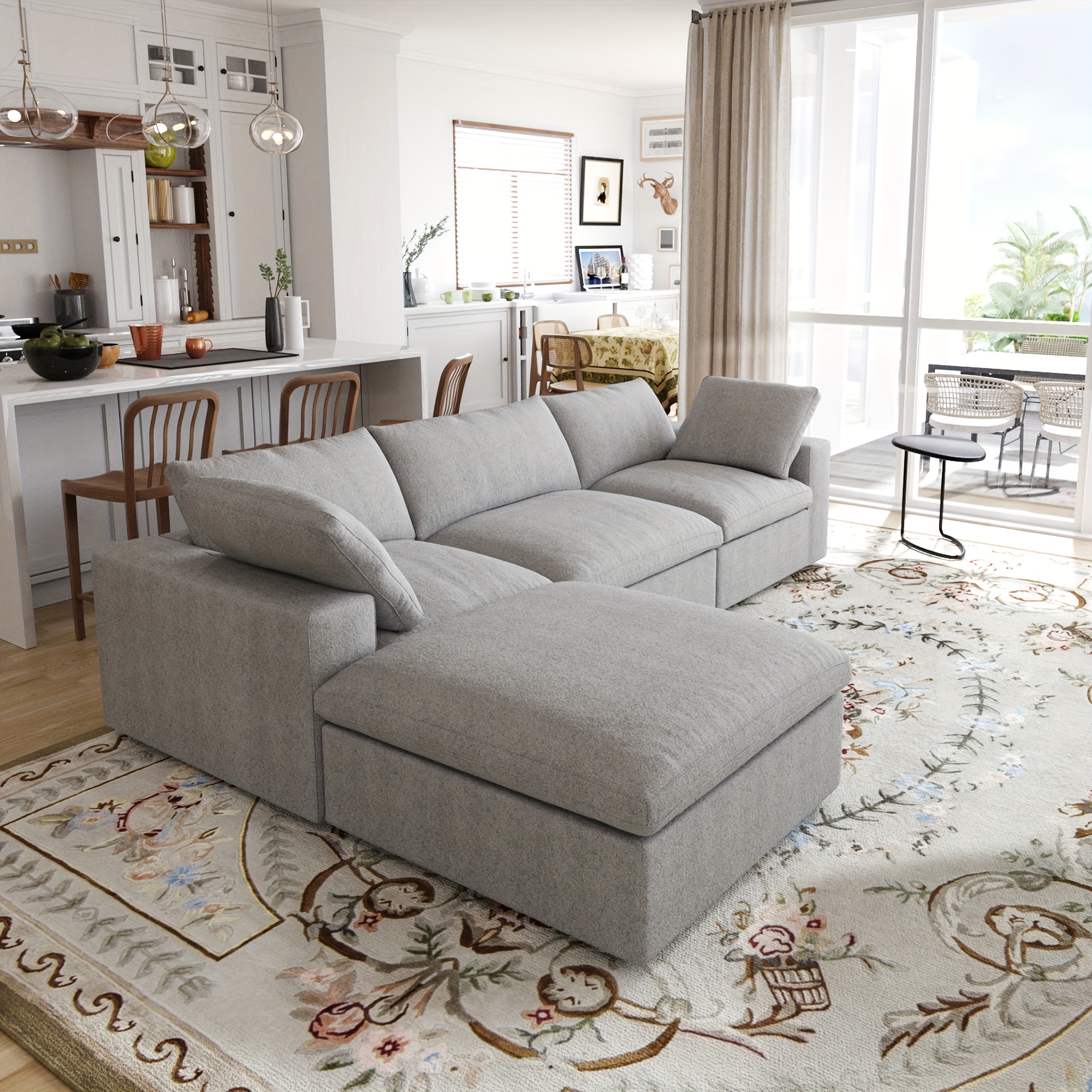 sectional sofa with storage ottoman 118 02 l shaped couch for living room down filled convertible couch deep seat for office apartment covers washable replaceable Product details 16