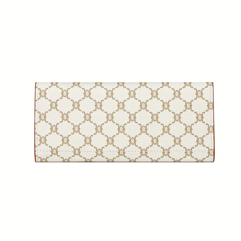 1pc elegant womens clutch wallet geometric pattern leather closure multi compartment edge painted leather lining occasion ready details 6