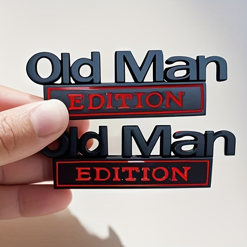 Old Man Edition Car Stickers Emblem Metal Badge Bumper Decals For Cars Truck SUV Side Or Rear Tailgate Name Plate Sticker, Waterproof Rustproof Adhesive