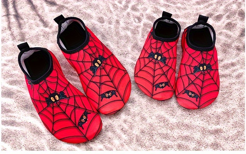 Spider Boy Beach Shoes Red Wading Shoes Lightweight Water Shoes Beach Swimming Girls Water Shoes Swimming Surfing Summer Youngsters's Cartoon Cute Three Spider Webs