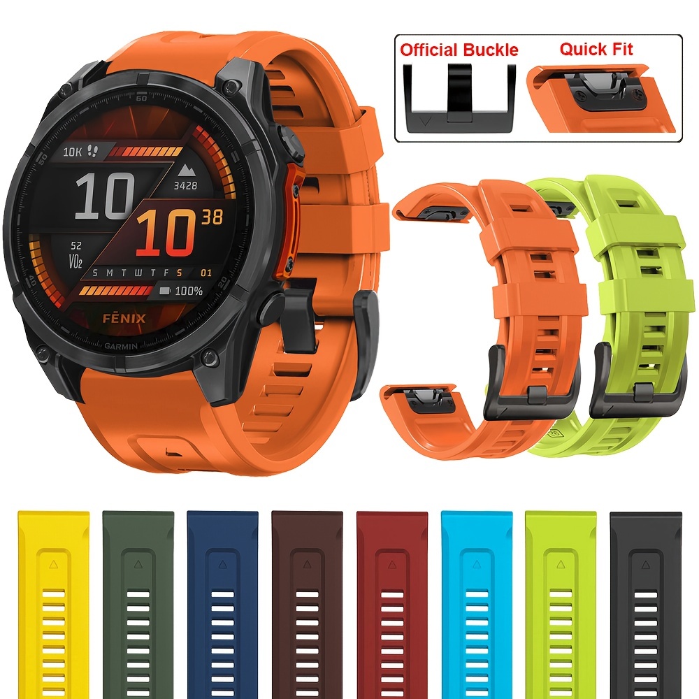 

Silicone Watch Strap For Garmin Fenix 8/e/7/7x/pro, 5xplus/6xpro, Gen 2 (47mm/51mm), Enduro 3 - Waterproof, Tang Closure