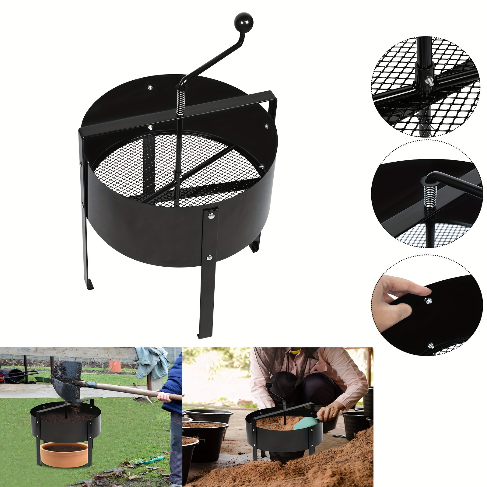 

Lars360 Rotating Bottom Sieve Diameter 40 X 56 Cm Hand Sieve Garden Sieve Manual Compost Sieve Dirt Compost Sieve Earth Sieve Machine With Mesh Strainer Pan And Handle Fine Compost Sieve