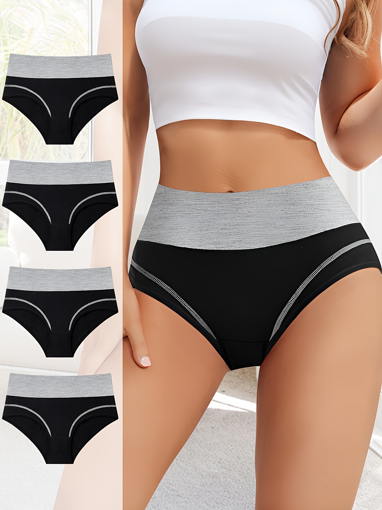 Colorblock Briefs Comfy Breathable Stretchy Intimates - Temu