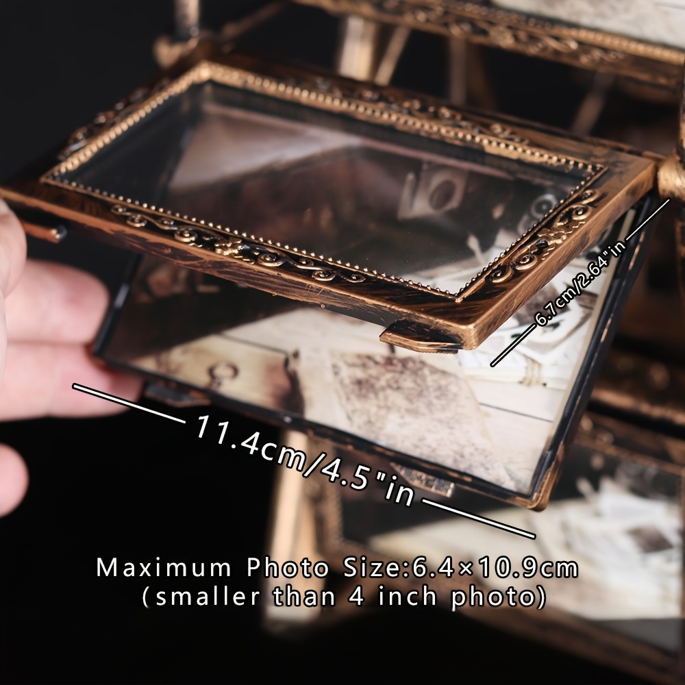 vintage rotating   wheel photo frame 8pcs of 4 inch frames exquisite decor for living room bedroom and desk perfect gift for valentines day birthdays and christmas frame material abs plastic Product details 6