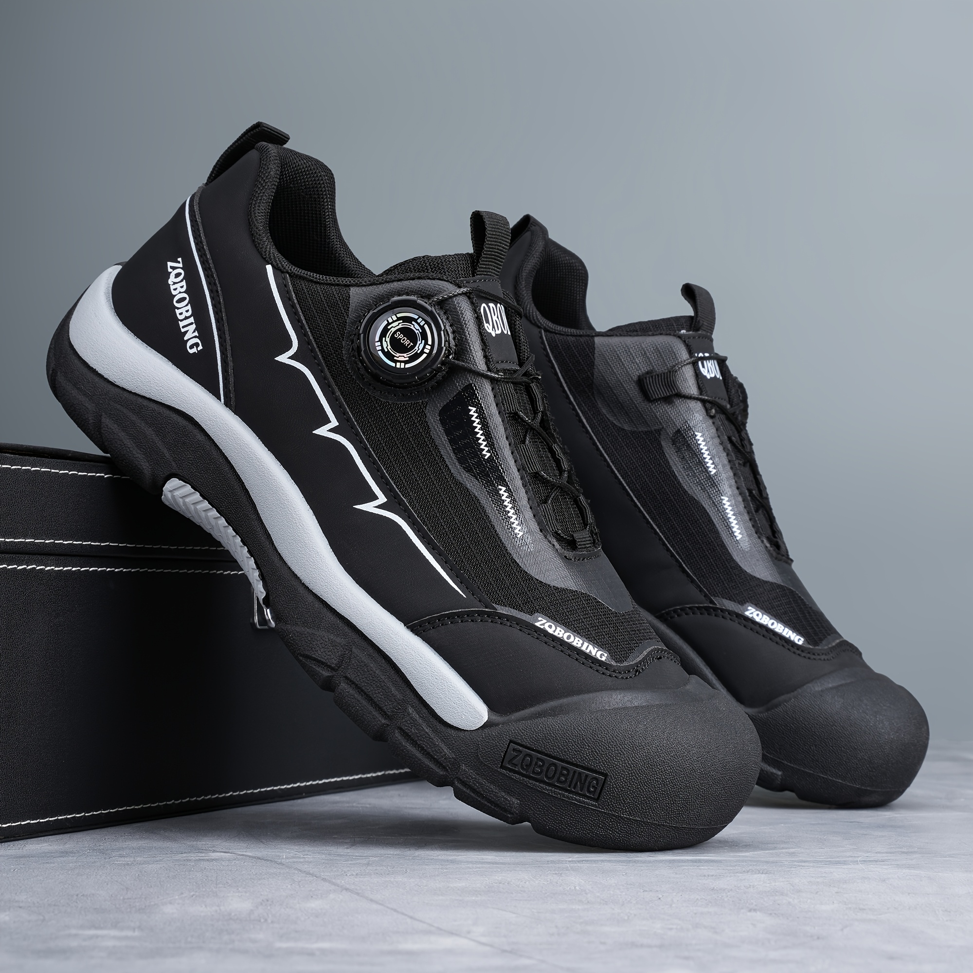 TEMU [sneakers] Men's Skate Shoes. Comfortable Lining. Durable And . Black/gray Colorway. Comfortable. Lightweight. Breathable. Suitable For Outdoor.