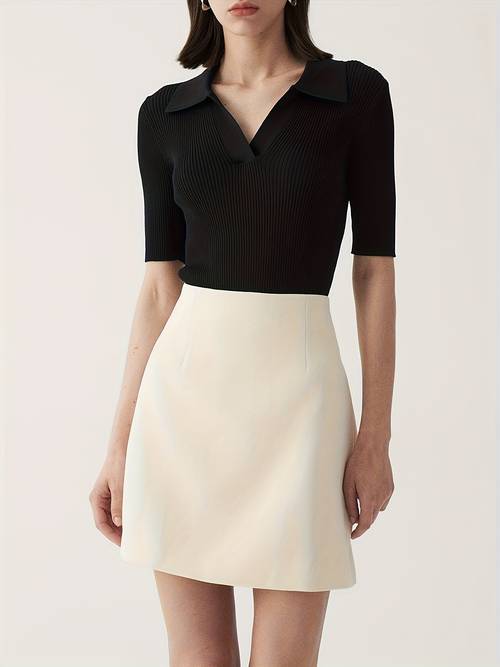 2026 spring summer new korean style solid color suit fabric ol high waist a line skirt versatile hip covering skirt for petite figures back zipper design lined shorts for anti see through