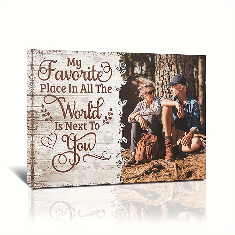

Custom Print Couple Personalized Canvas Wall Art My Favorite Place Is Next To You Walls Decoration With Framed Ready To Hang 11.8inx15.7inch
