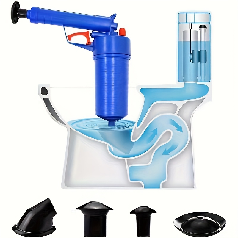 E-shop 1 Set Abflussreiniger-Set mit 4 Saugern, Luftdruck-Toilettenentstopper, Hochdruck-Luftablauf, Toilette//Spüle/Badewannenrohr-Reinigungswerkzeug,