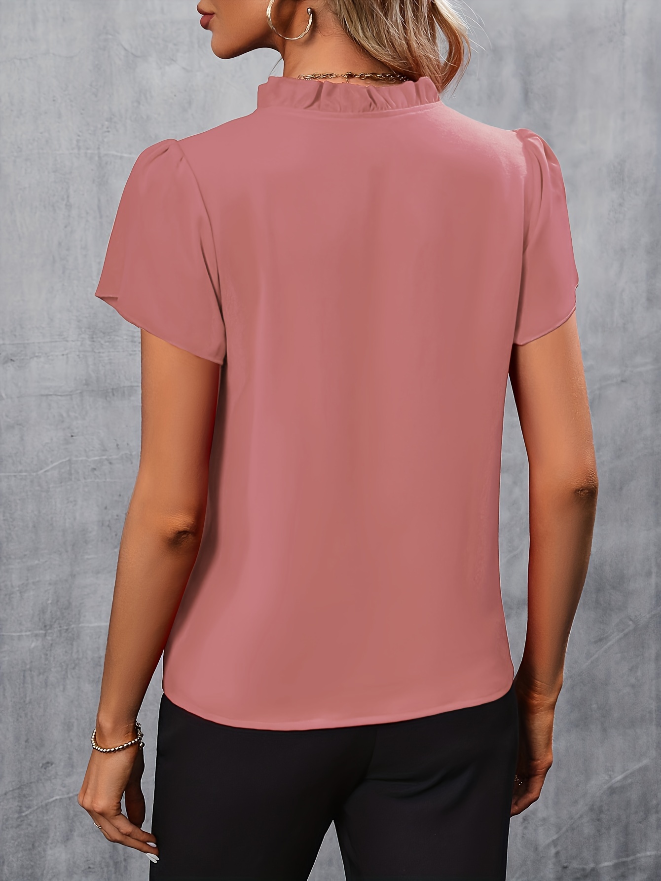 light pink short sleeve blouse