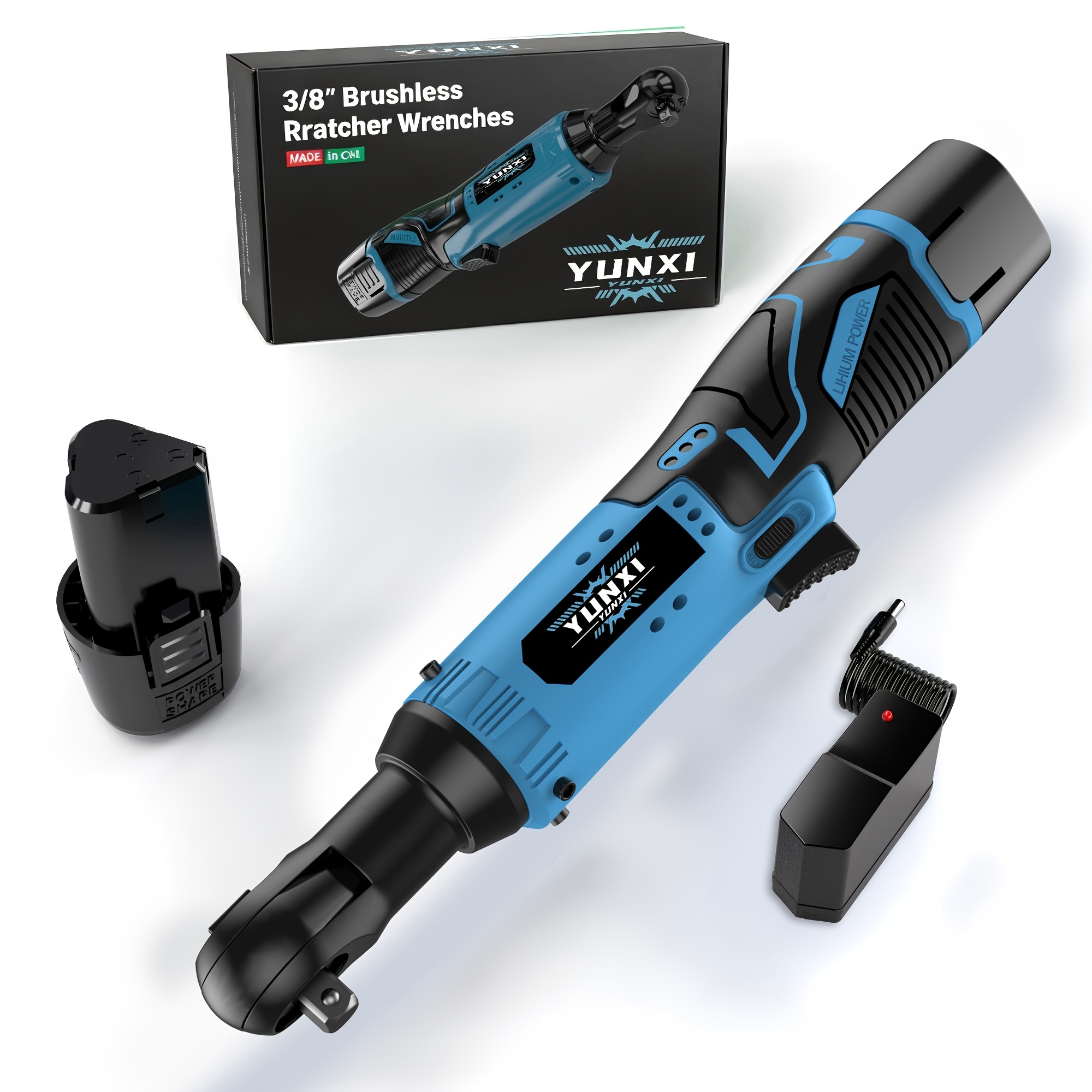 TEMU Wireless Electric Ratchet Wrench Set, Right Angle Power Tool, Rechargeable Lithium Battery, Car Maintenance Screw And Nut Removal, Electric
