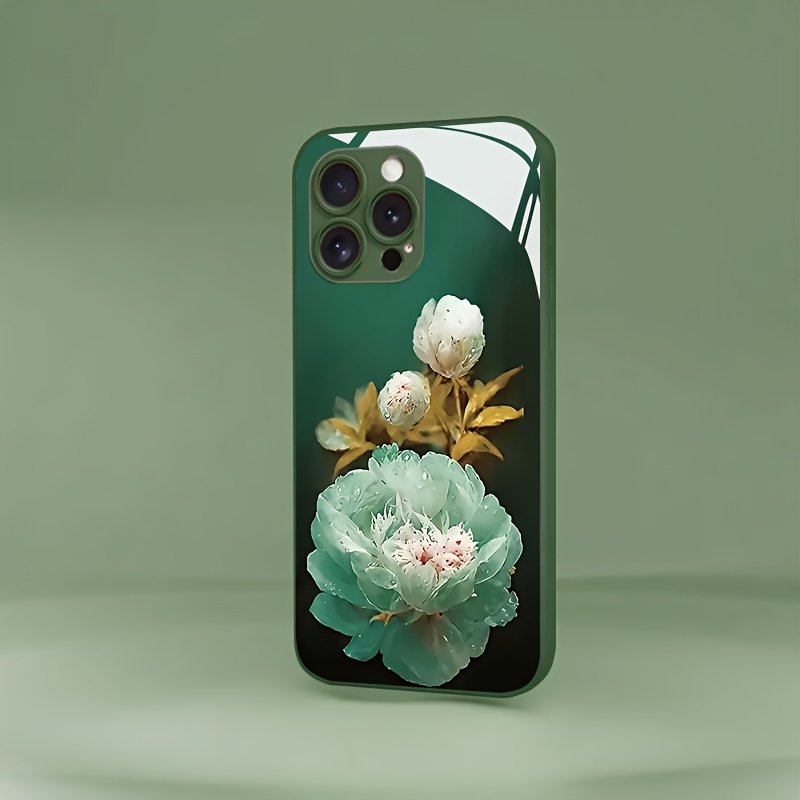 

Floral Tempered Glass Phone Case For Iphone 15/14/13/12/11/xs Max/xr/xs/x/7, Anti-scratch Full Cover Protective Bumper With Stylish Hd Flower Design