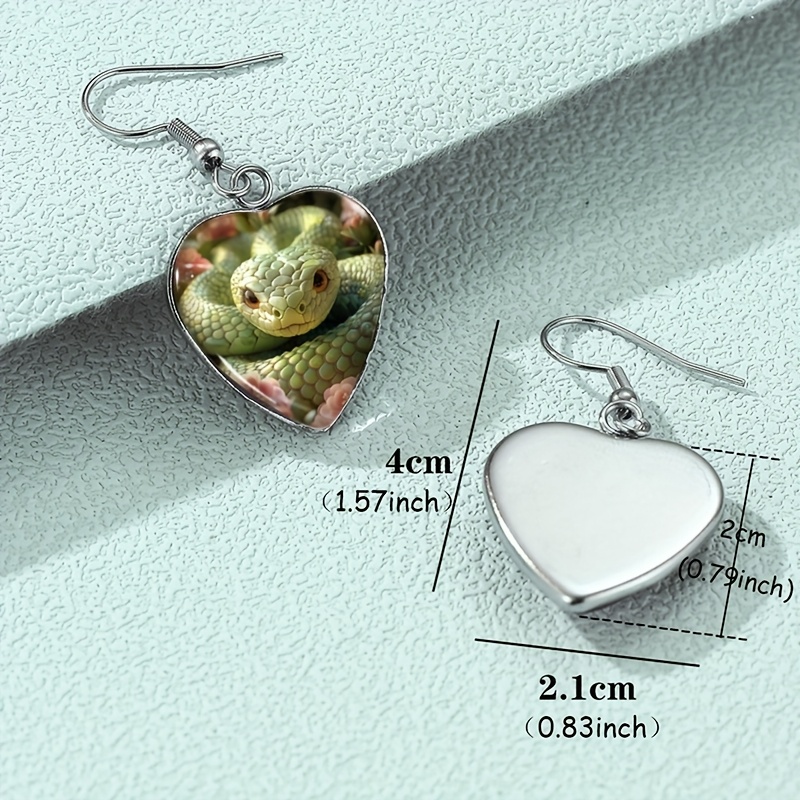 Flower Snake Heart Shape Dangle Earrings