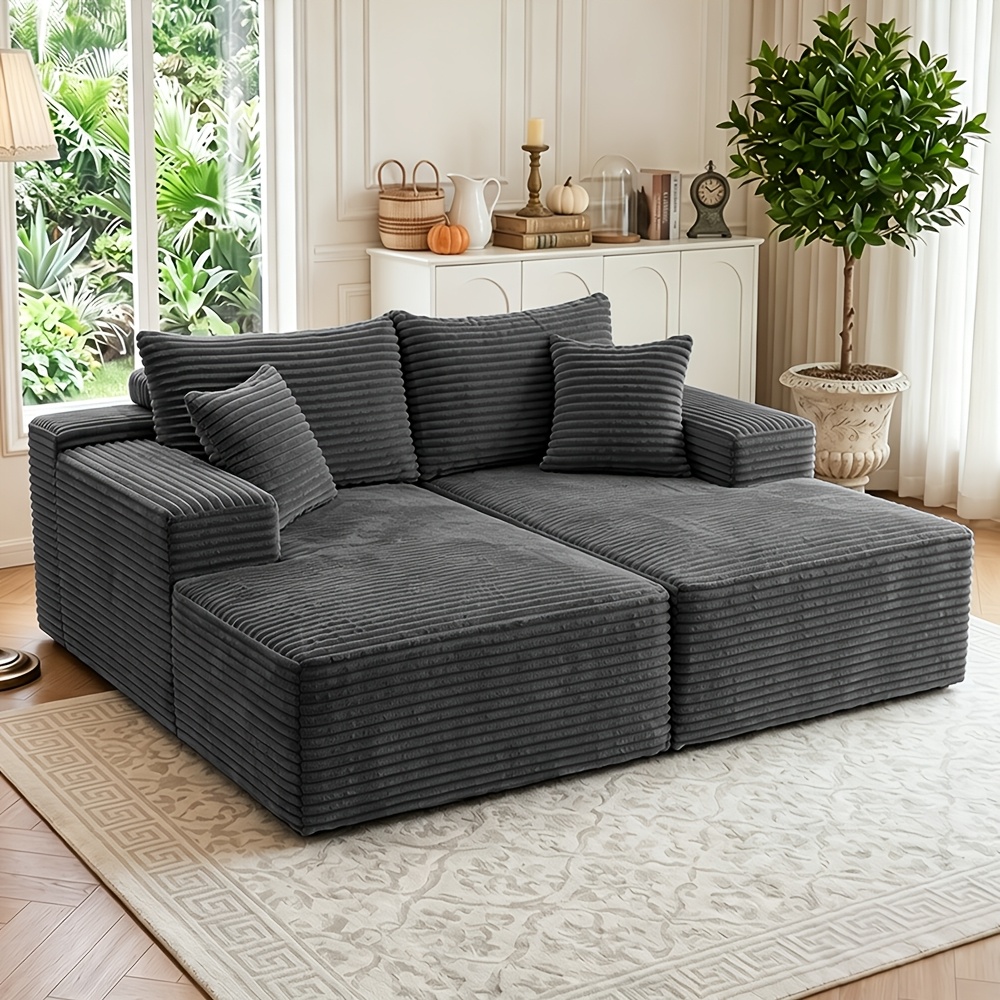 Image of 72.4-inch Modern Cloud-sense Chenille Loveseat Sleeper Sofa Modular Sectional Sofa No Suitable For Living Room Home Theater Villa Apartment Study Room