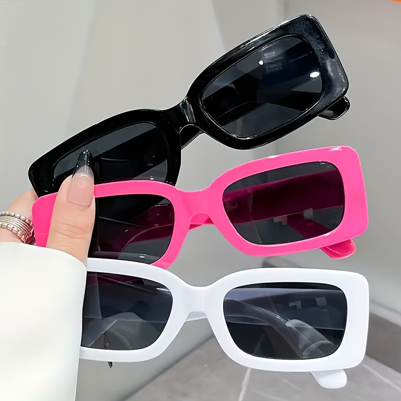 

3 Pcs Fashionable Rectangular Glasses For Women, Trendy And Vintage Style, Unisex Frame, Polarized Lenses, Casual And Stylish