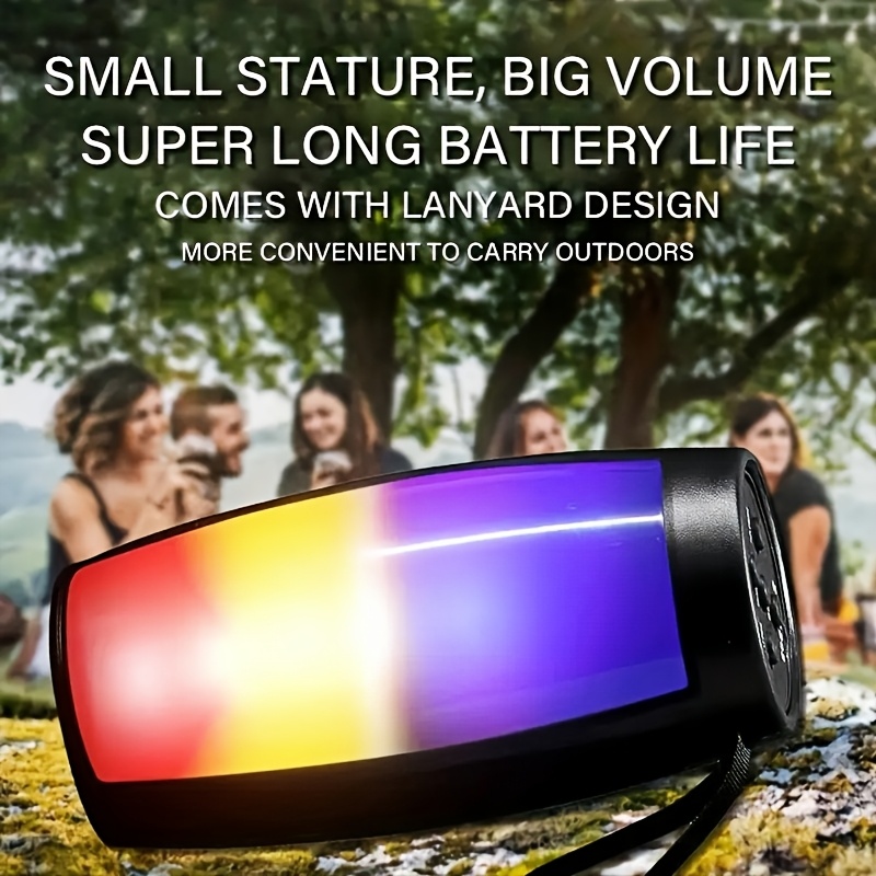 Altavoz Inalámbrico Portátil SoundWave | 7.19cm*14.78cm con Luces LED Rich, Batería de Larga Duración, Carga USB, Entrada AUX y Tarjeta TF, Conexión Inalámbrica, Efectos de Iluminación RGB, Ideal para Regalos de Navidad y Cumpleaños
