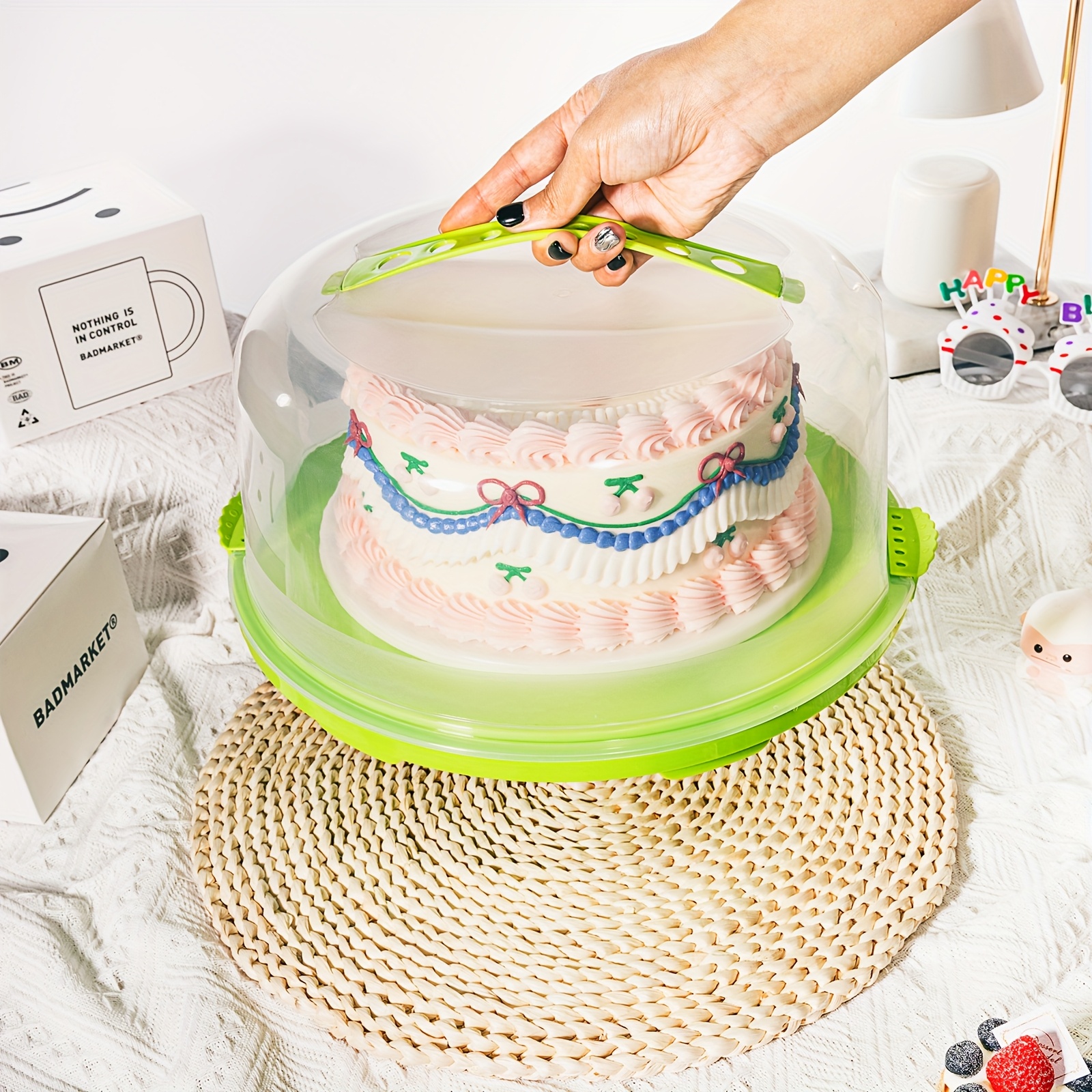 13 Inch Cake Carrier With Lid And Handle Round Container