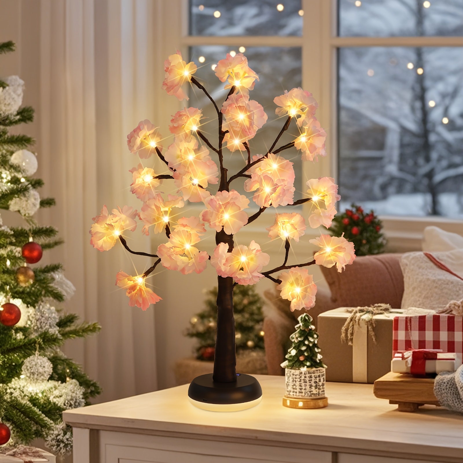 

Ambient Lights, Desktop Decorative Lights, Cherry Tree Lights 1pcs, Illuminated Tree Lights Usb Rechargeable For Indoor Bedroom Desk Wedding Party Decorative Table Lights, Birthday Gift