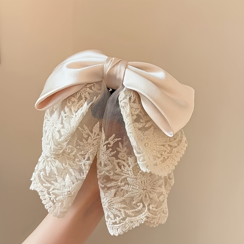 TEMU Nouvelle Pince à Cheveux Haut de Gamme en Dentelle Papillon pour Queue de Cheval, Clip de Cheveux Doux pour Chignon, Bijou, Style Tendance