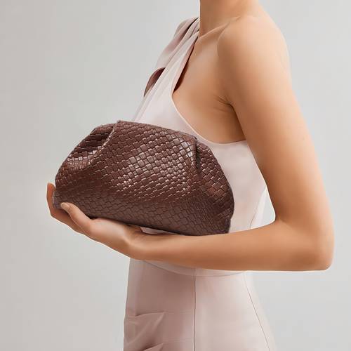 womens vintage solid color woven embossed texture clutch lightweight large capacity pleated evening bag suitable for weddings parties dates and