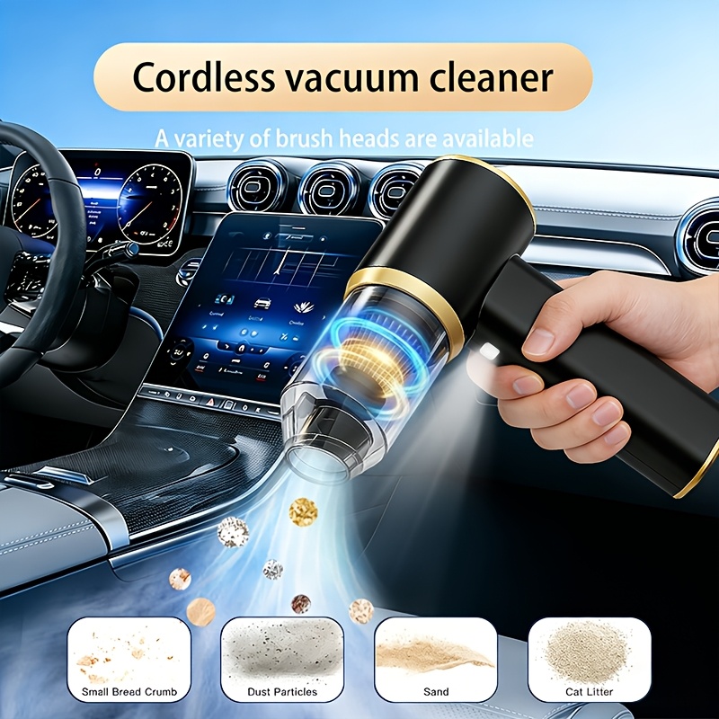 TEMU New Car Vacuum Cleaner, Handheld Design, Upgraded Power And , 4000mah Large Capacity Battery, Blow And Suction -one, Equipped With Multiple