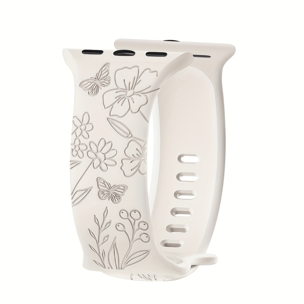 Single-color Silicone Watch Band With A Laser-engraved Pattern For Watch Sports
