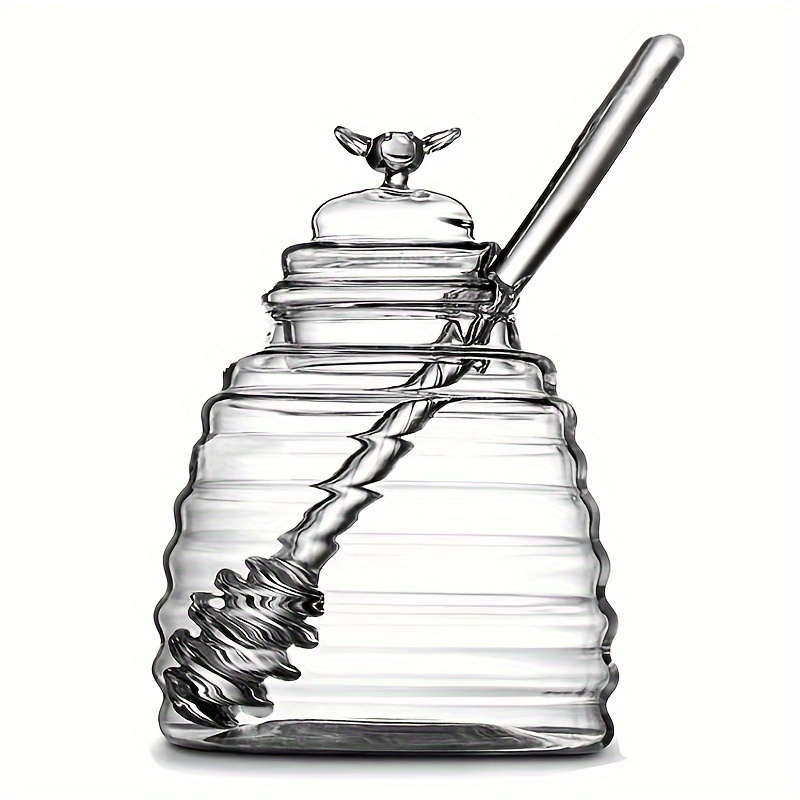 

.91oz Glass Honey Pot With A - Heat-resistant Honey Pot And Server With A For Safe Transportation, Suitable For Syrup, Sugar Storage And Kitchen Use