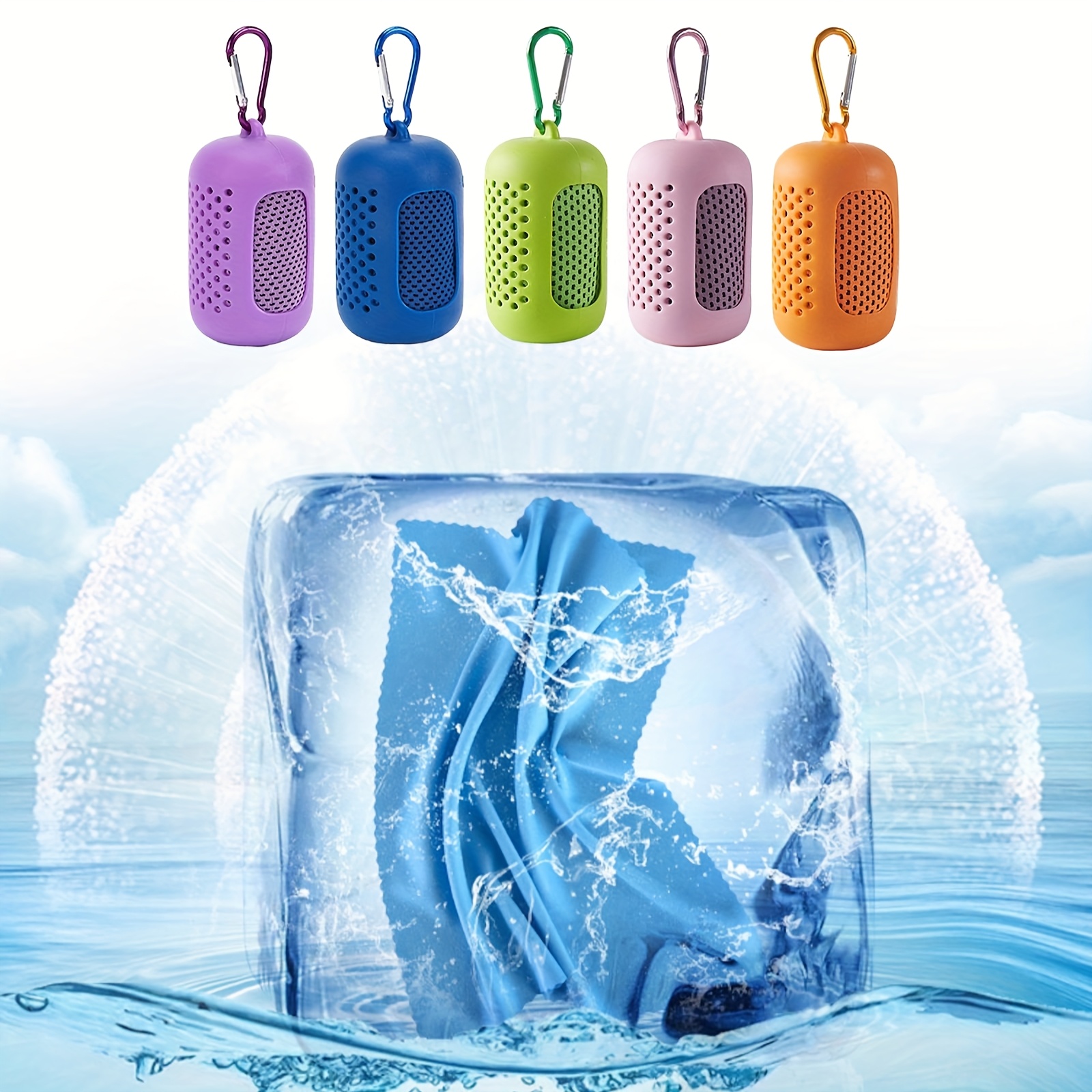 Image of 5pcs Cooling Towels (32"x12"), Microfiber Towels Soft Breathable Gym Ice Towel For Workout, Yoga, Sport, Silicone Set Travel Sweat Towels Fast Drying Lightweight Cooling Neck Wraps