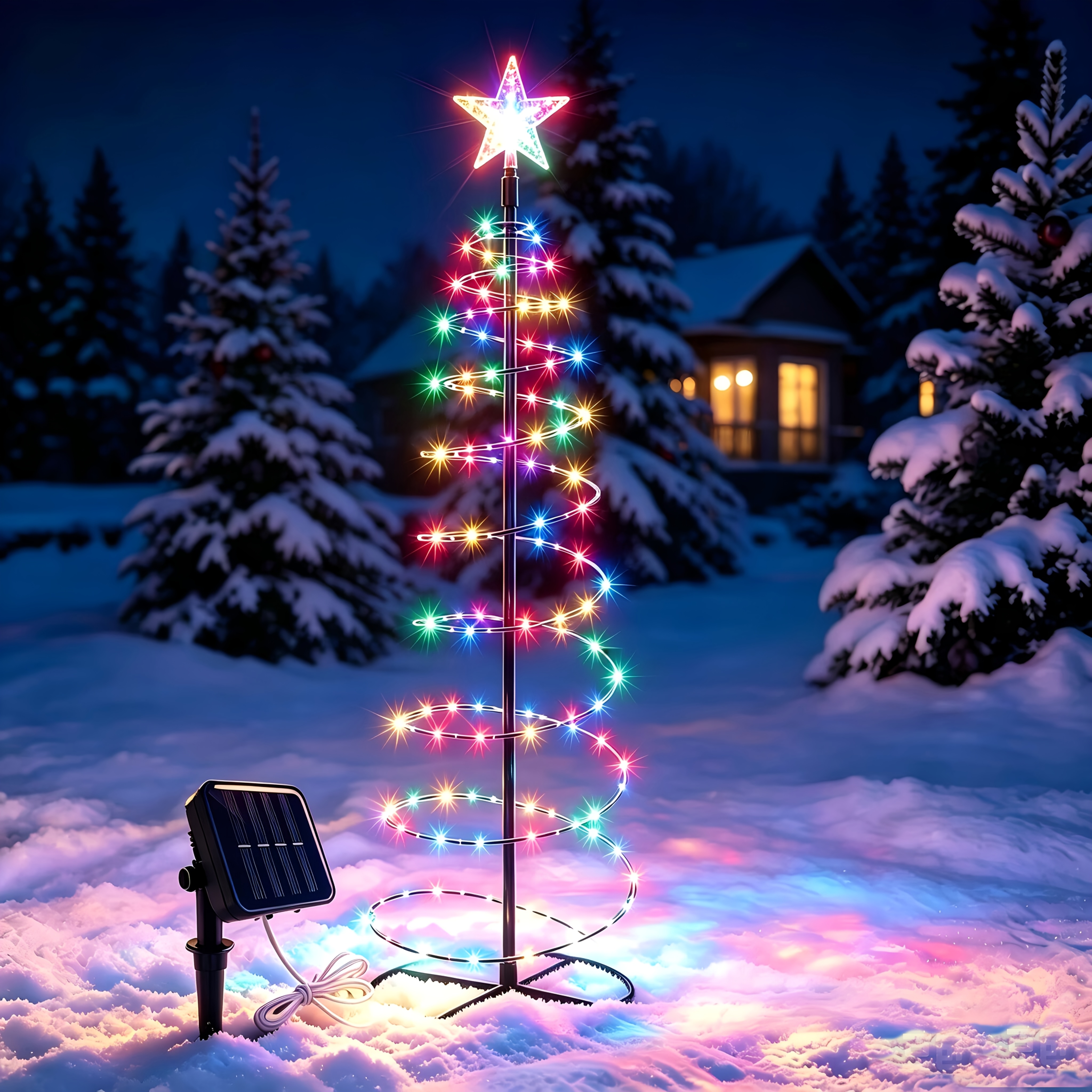 TEMU 1pc Solar-powered Wrought Iron Christmas Light, 37in/93cm In Height, 8.3in/20.08cm In Diameter, 8 Solar Christmas Tree Light, Outdoor Decoration