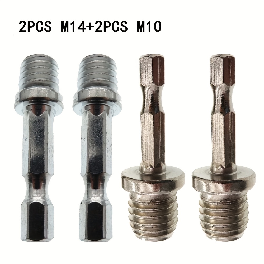 Image of Set Of 4 Hexagonal Rod Adapters For Electric Drills To Polishing Machine Drill Bits, M10, M14 Connection Rods For Power Tool Parts