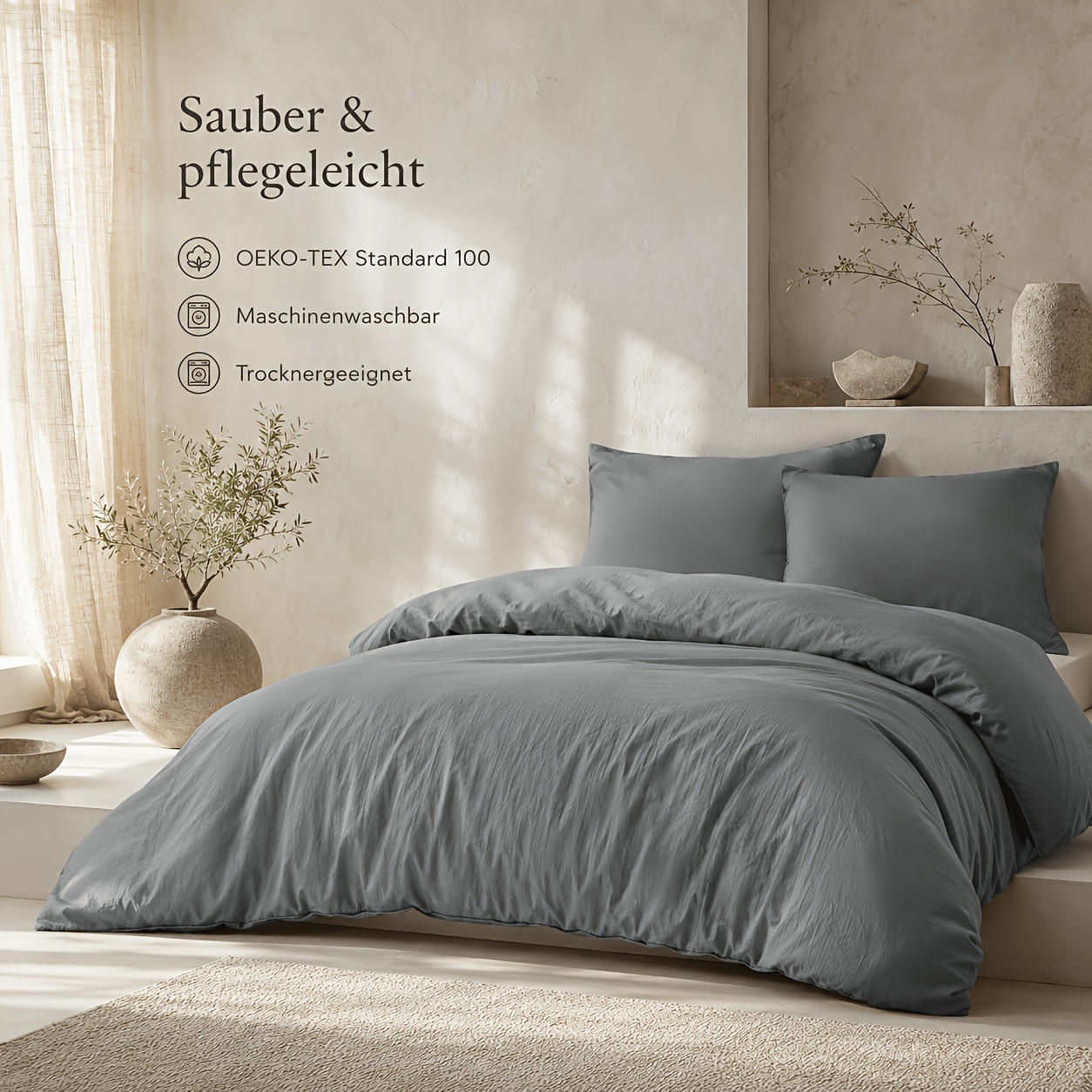 TEMU Parure de Housse de Couette 2/3 Pièces en Coton de Qualité Supérieure avec Taies d'Oreiller 80 x 80 cm, Linge de Lit - Respirant et Évacuant