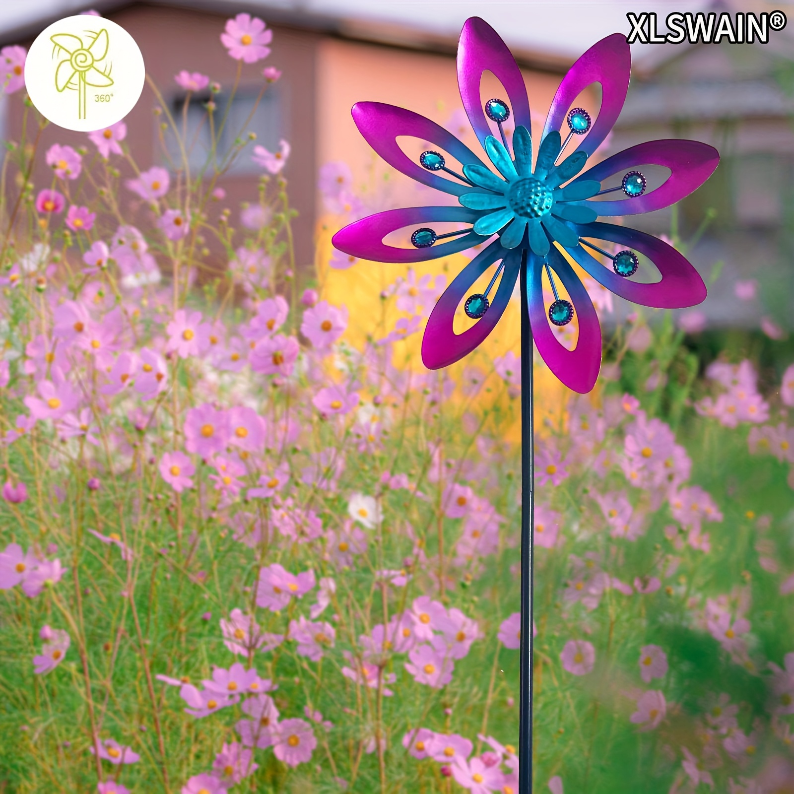 Image of 1pc Outdoor Windmill, Decorative Garden Rotator With Colorful , Outdoor Lawn Decoration, For Electricity Or Batteries, Terrace Lawn Deck And Outdoor Garden Decoration, Embellishing Of Life