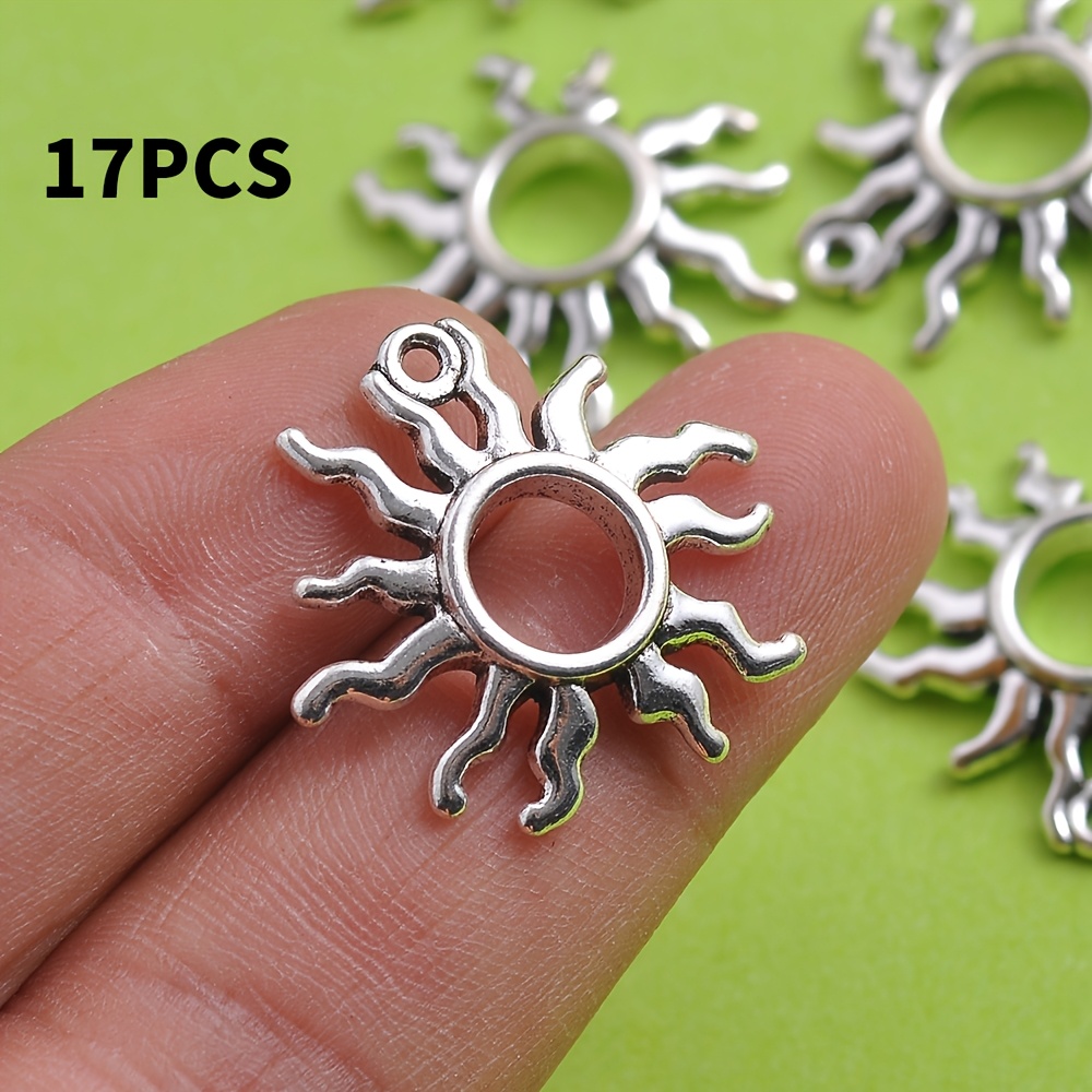 TEMU 17pcs Set Of -shaped Jewelry Additions, Antique Silvery Metallic Texture, Featuring With Curved And Ring, And Design, With A Loop For Easy