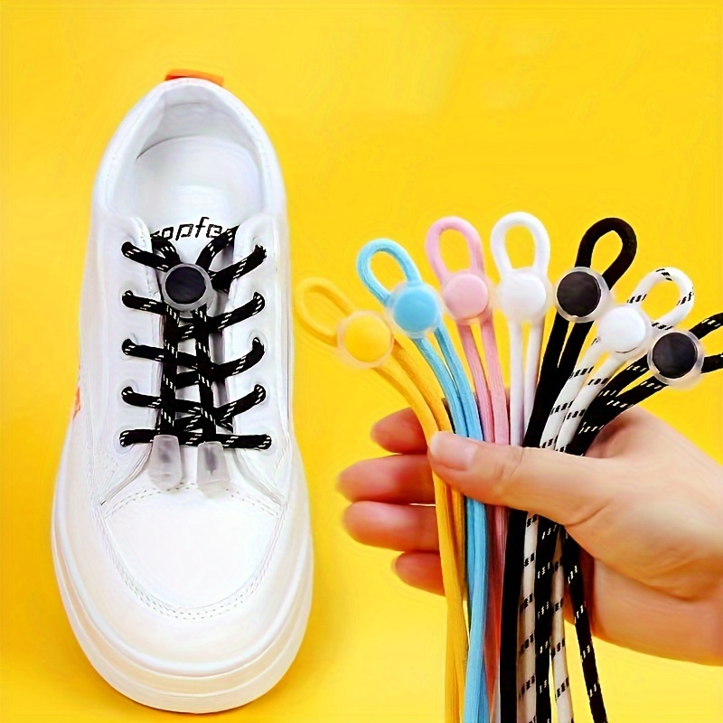 Trendy All-match Shoe Laces with Buckle Fixing Artifact, Colorful Elastic Laces that Don't Need to be Tied, Lazy People's Laces that Don't Need to be Tied, 8pcs Set, Elastic, Shoe Laces