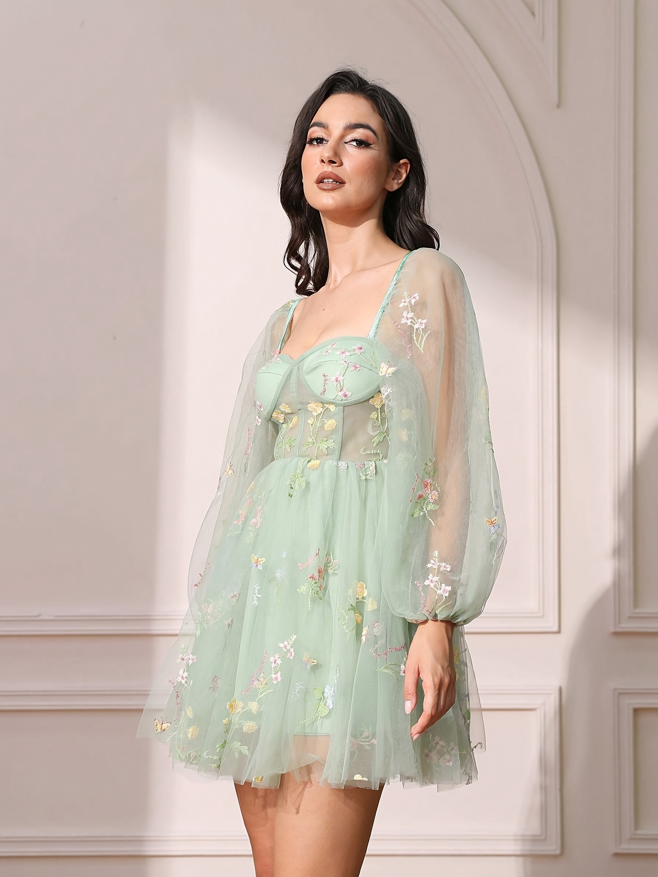 evie sequin floral embroidered mini dress NEW 2024 Strawberry Cake Tulle Dress or Romper for Baby Girl, Toddler –  AmimamiDoll main image 0