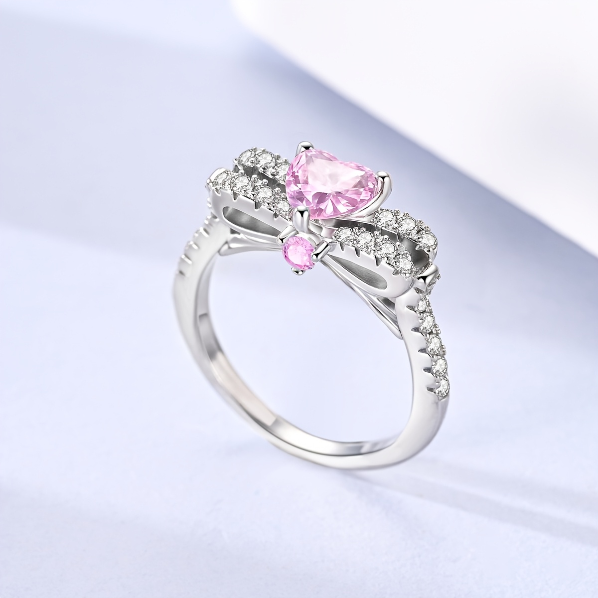 Women's Silvery Bow Love Ring, Elegant Gift