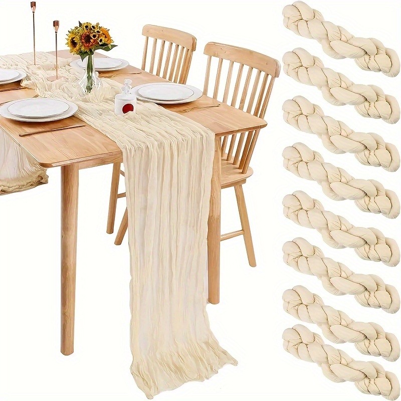 8pcs Bohemian Style Dining Table Runner, Long, Perfect For Weddings, Birthday Parties And Festive Gatherings, Made Of Polyester, Used As A Table Decoration