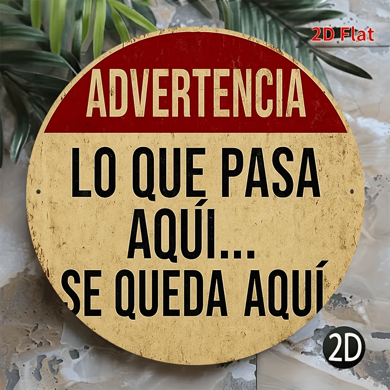 TEMU Decoración de pared 2D de 1 pieza estilo retro con en español "Aquí lo que , aquí" - Letrero de madera retro para bares, , oficinas, cafeterías,