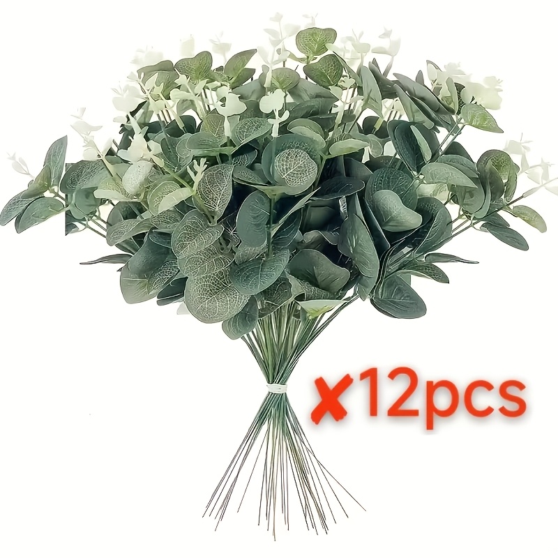 Image of Bright Eucalyptus Stems - Realistic Artificial Eucalyptus Leaves, Perfect For Christmas & Valentine's Day Decor, Wedding Props, And Home Decoration Weddings, Hotels, And Bathrooms