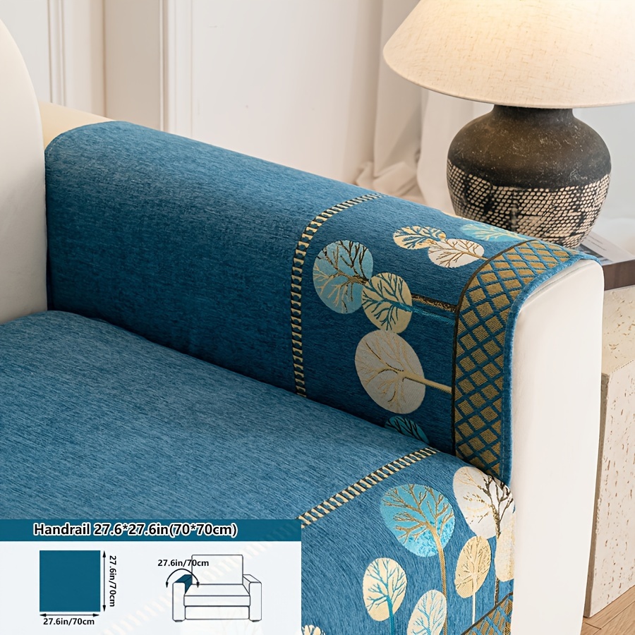 TEMU 1pc Bohemian Thick Chenille Non-slip Sofa Cover With Tree Motif - Luxurious, Pet-friendly Couch Protector For Living Room, Bedroom, Study - Fit